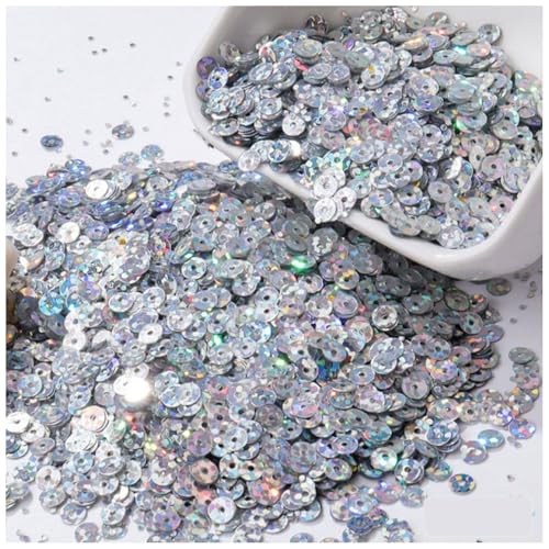 Qiantull 4000 Stück Pailetten Lose Pailletten Glitzer Stickerei Pailletten Kleine Flache Runde Nähpailetten Glänzende Dekorative Pailetten für DIY Kunsthandwerk Herstellung Nähen 15# 6mm von Qiantull