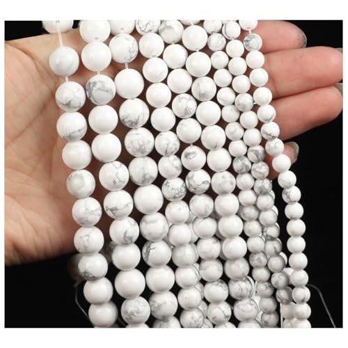 Qiantull 48 Stück Naturstein Perlen Edelsteinperlen Steinperlen Runde Lose Perlen Zwischenperlen Edelstein Perlen zum Basteln für DIY Armband Halskette Schmuckherstellung 4# 8mm(ca.48pcs) von Qiantull