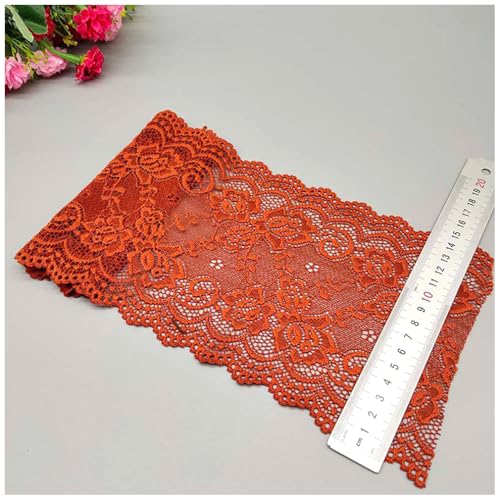 Qiantull 5 Yards Spitzenborte 15cm Breite Spitzenbordüre Spitzenband Elastizität Spitzenbesatz Stoff Spitze Blume Borte Spitzenstoff Spitzen Borten Dekoband für DIY Nähen Handwerk Dunkelrot von Qiantull