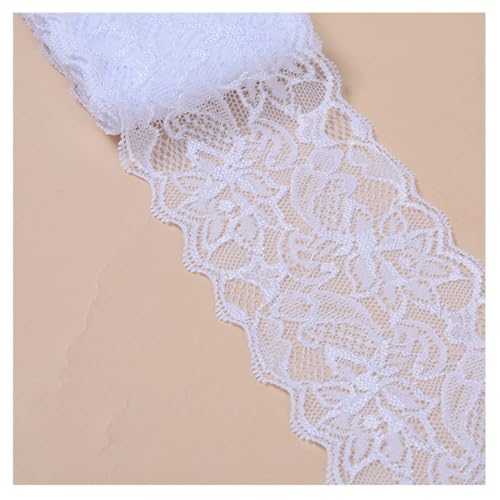 Qiantull 5 Yards Spitzenborte Spitzenbesatz Stoff Spitzenband Elastizität Spitzenbordüre Spitze Blume Borte Zierband Spitzenstoff Tüll Dekoband für Nähen DIY Handwerk, 8cm Breite 16# von Qiantull