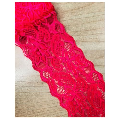 Qiantull 5 Yards Spitzenborte Spitzenbesatz Stoff Spitzenband Elastizität Spitzenbordüre Spitze Blume Borte Zierband Spitzenstoff Tüll Dekoband für Nähen DIY Handwerk, 8cm Breite 25# von Qiantull
