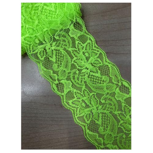 Qiantull 5 Yards Spitzenborte Spitzenbesatz Stoff Spitzenband Elastizität Spitzenbordüre Spitze Blume Borte Zierband Spitzenstoff Tüll Dekoband für Nähen DIY Handwerk, 8cm Breite 26# von Qiantull
