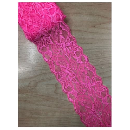 Qiantull 5 Yards Spitzenborte Spitzenbesatz Stoff Spitzenband Elastizität Spitzenbordüre Spitze Blume Borte Zierband Spitzenstoff Tüll Dekoband für Nähen DIY Handwerk, 8cm Breite 27# von Qiantull