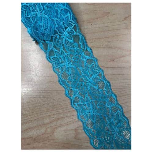 Qiantull 5 Yards Spitzenborte Spitzenbesatz Stoff Spitzenband Elastizität Spitzenbordüre Spitze Blume Borte Zierband Spitzenstoff Tüll Dekoband für Nähen DIY Handwerk, 8cm Breite 28# von Qiantull