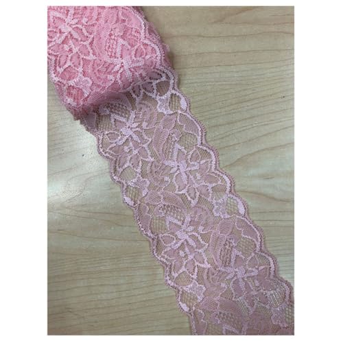 Qiantull 5 Yards Spitzenborte Spitzenbesatz Stoff Spitzenband Elastizität Spitzenbordüre Spitze Blume Borte Zierband Spitzenstoff Tüll Dekoband für Nähen DIY Handwerk, 8cm Breite 30# von Qiantull
