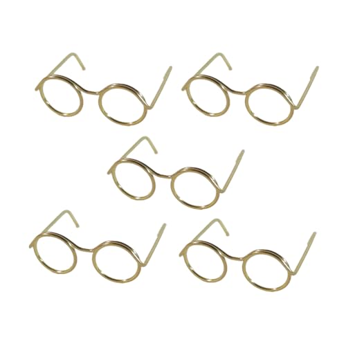 Qiantull 50 Stück Mini Puppenbrillen Metall Draht Rand Puppen Brille Metalldrahtrand Miniatur Brillen MetallRand Brille Puppe Zubehör für Bastelarbeiten Puppen Haustiere Kostüme Gold 3cm von Qiantull