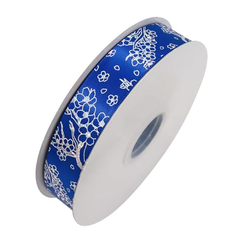 Qiantull 50 Yards Ripsband 2,5 cm Schleifenband Dekoband Geschenkband Satinband Stoffband Geschenkbänder Glitzer Deko Band für DIY Handwerk Geschenk Verpackung Dekoration Dunkelblau von Qiantull