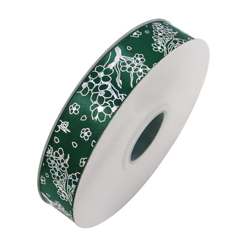 Qiantull 50 Yards Ripsband 2,5 cm Schleifenband Dekoband Geschenkband Satinband Stoffband Geschenkbänder Glitzer Deko Band für DIY Handwerk Geschenk Verpackung Dekoration Dunkelgrün von Qiantull