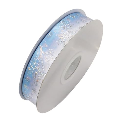 Qiantull 50 Yards Ripsband 2,5 cm Schleifenband Dekoband Geschenkband Satinband Stoffband Geschenkbänder Glitzer Deko Band für DIY Handwerk Geschenk Verpackung Dekoration Hellblau-Verlauf von Qiantull