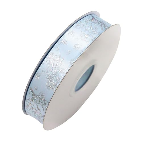 Qiantull 50 Yards Ripsband 2,5 cm Schleifenband Dekoband Geschenkband Satinband Stoffband Geschenkbänder Glitzer Deko Band für DIY Handwerk Geschenk Verpackung Dekoration Hellblau von Qiantull