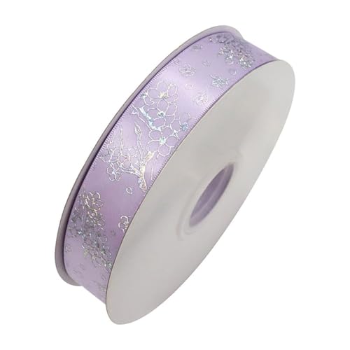 Qiantull 50 Yards Ripsband 2,5 cm Schleifenband Dekoband Geschenkband Satinband Stoffband Geschenkbänder Glitzer Deko Band für DIY Handwerk Geschenk Verpackung Dekoration Helllila von Qiantull