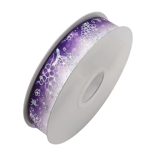 Qiantull 50 Yards Ripsband 2,5 cm Schleifenband Dekoband Geschenkband Satinband Stoffband Geschenkbänder Glitzer Deko Band für DIY Handwerk Geschenk Verpackung Dekoration Lila-Verlauf von Qiantull