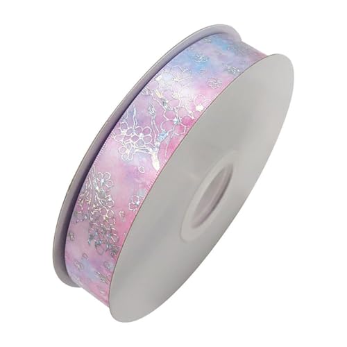 Qiantull 50 Yards Ripsband 2,5 cm Schleifenband Dekoband Geschenkband Satinband Stoffband Geschenkbänder Glitzer Deko Band für DIY Handwerk Geschenk Verpackung Dekoration Pink-Verlauf von Qiantull