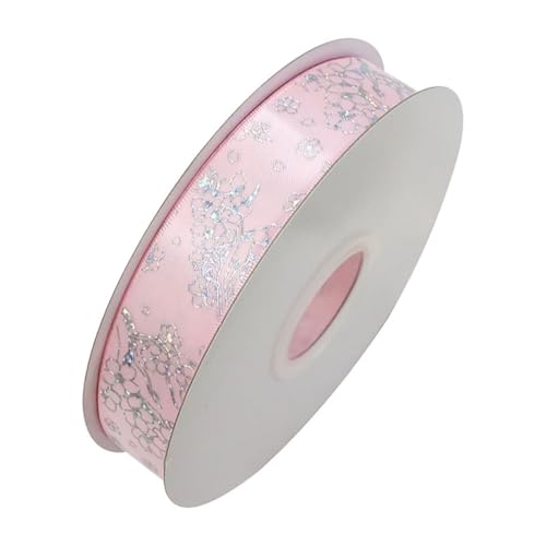 Qiantull 50 Yards Ripsband 2,5 cm Schleifenband Dekoband Geschenkband Satinband Stoffband Geschenkbänder Glitzer Deko Band für DIY Handwerk Geschenk Verpackung Dekoration Pink von Qiantull