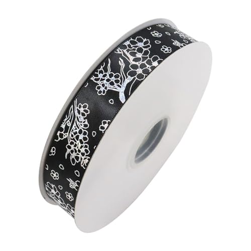 Qiantull 50 Yards Ripsband 2,5 cm Schleifenband Dekoband Geschenkband Satinband Stoffband Geschenkbänder Glitzer Deko Band für DIY Handwerk Geschenk Verpackung Dekoration Schwarz von Qiantull