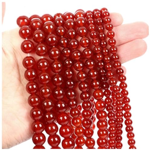 Qiantull 62 Stück Naturstein Perlen Edelsteinperlen Steinperlen Runde Lose Perlen Zwischenperlen Edelstein Perlen zum Basteln für DIY Armband Halskette Schmuckherstellung 15# 6mm(ca.62pcs) von Qiantull