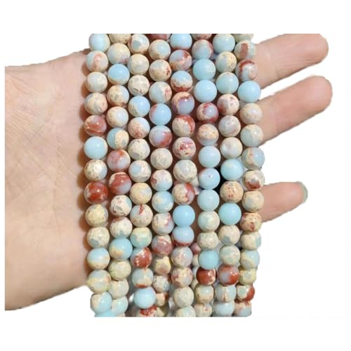 Qiantull 62 Stück Naturstein Perlen Edelsteinperlen Steinperlen Runde Lose Perlen Zwischenperlen Edelstein Perlen zum Basteln für DIY Armband Halskette Schmuckherstellung 18# 6mm(ca.62pcs) von Qiantull