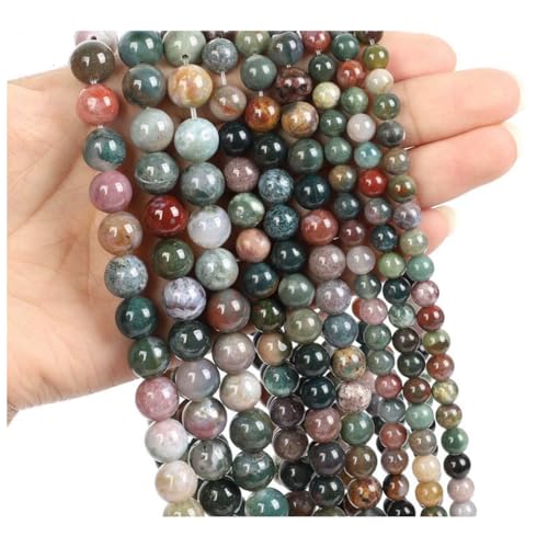 Qiantull 62 Stück Naturstein Perlen Edelsteinperlen Steinperlen Runde Lose Perlen Zwischenperlen Edelstein Perlen zum Basteln für DIY Armband Halskette Schmuckherstellung 2# 6mm(ca.62pcs) von Qiantull