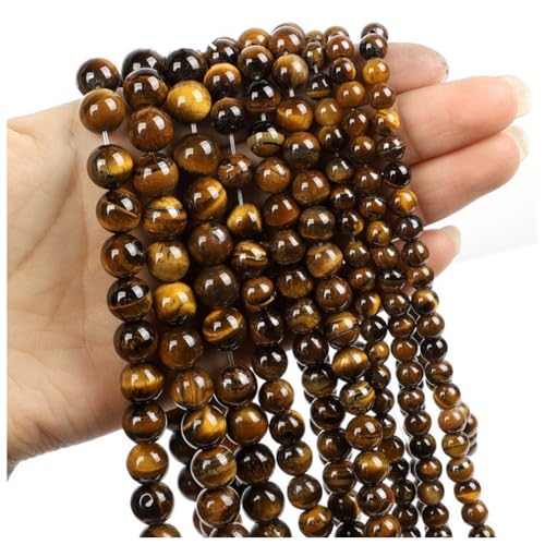 Qiantull 62 Stück Naturstein Perlen Edelsteinperlen Steinperlen Runde Lose Perlen Zwischenperlen Edelstein Perlen zum Basteln für DIY Armband Halskette Schmuckherstellung 3# 6mm(ca.62pcs) von Qiantull