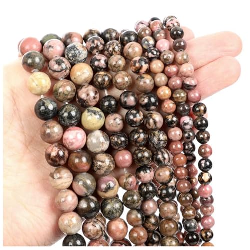 Qiantull 62 Stück Naturstein Perlen Edelsteinperlen Steinperlen Runde Lose Perlen Zwischenperlen Edelstein Perlen zum Basteln für DIY Armband Halskette Schmuckherstellung 6# 6mm(ca.62pcs) von Qiantull