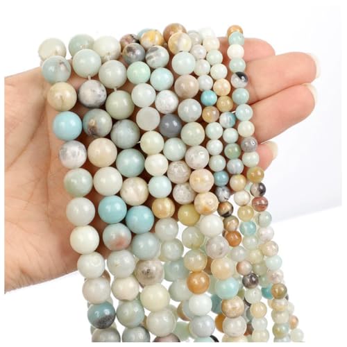 Qiantull 62 Stück Naturstein Perlen Edelsteinperlen Steinperlen Runde Lose Perlen Zwischenperlen Edelstein Perlen zum Basteln für DIY Armband Halskette Schmuckherstellung 7# 6mm(ca.62pcs) von Qiantull