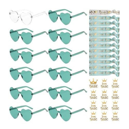 Qiantull JGA Brille Team Braut Haargummi Herz Sonnenbrille Bride Armband Partybrille Frauen Armbänder JGA Deko Accessoires Set für Junggesellinnenabschied, Party, Hochzeit 1# Qiantull JGA Brille Team Braut Haargummi Herz Sonnenbrille Bride Armband Partybrille Frauen Armbänder JGA Deko Accessoires Set für Junggesellinnenabschied, Party, Hochzeit 1# von Qiantull