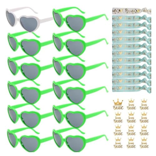 Qiantull JGA Brille Team Braut Haargummi Herz Sonnenbrille Bride Armband Partybrille Frauen Armbänder JGA Deko Accessoires Set für Junggesellinnenabschied, Party, Hochzeit 2# Qiantull JGA Brille Team Braut Haargummi Herz Sonnenbrille Bride Armband Partybrille Frauen Armbänder JGA Deko Accessoires Set für Junggesellinnenabschied, Party, Hochzeit 2# von Qiantull
