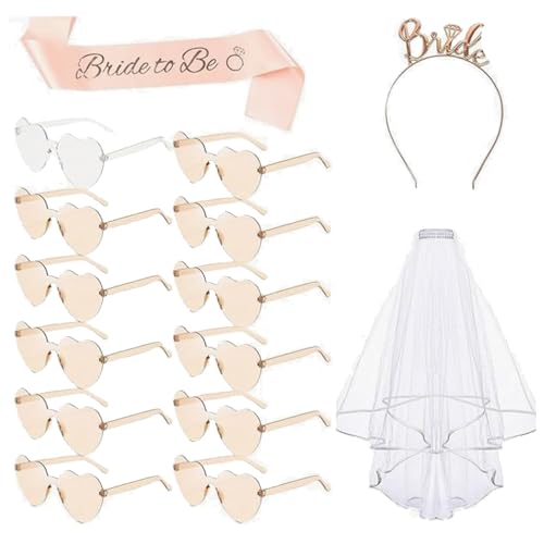 Qiantull JGA Brille Team Braut Haargummi Herz Sonnenbrille Bride Armband Partybrille Frauen Armbänder JGA Deko Accessoires Set für Junggesellinnenabschied, Party, Hochzeit 3# Qiantull JGA Brille Team Braut Haargummi Herz Sonnenbrille Bride Armband Partybrille Frauen Armbänder JGA Deko Accessoires Set für Junggesellinnenabschied, Party, Hochzeit 3# von Qiantull