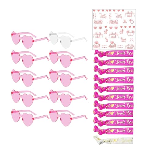 Qiantull JGA Brille Team Braut Haargummi Herz Sonnenbrille Bride Armband Partybrille Frauen Armbänder JGA Deko Accessoires Set für Junggesellinnenabschied, Party, Hochzeit 4# Qiantull JGA Brille Team Braut Haargummi Herz Sonnenbrille Bride Armband Partybrille Frauen Armbänder JGA Deko Accessoires Set für Junggesellinnenabschied, Party, Hochzeit 4# von Qiantull