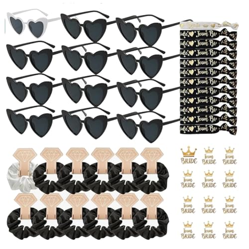 Qiantull JGA Brille Team Braut Haargummi Herz Sonnenbrille Bride Armband Partybrille Frauen Armbänder JGA Deko Accessoires Set für Junggesellinnenabschied, Party, Hochzeit 9# Qiantull JGA Brille Team Braut Haargummi Herz Sonnenbrille Bride Armband Partybrille Frauen Armbänder JGA Deko Accessoires Set für Junggesellinnenabschied, Party, Hochzeit 9# von Qiantull