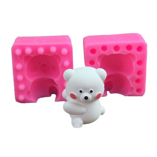 Qiantull Silikonform 3D Bär Silikon Form Fondant Kuchen Silikonformen Fondantform Backform Schokoladenformen Kuchenform Zubehör für Fondant, Mousse, Schokolade, Seife, Kerze, Gips, Harz 6# von Qiantull