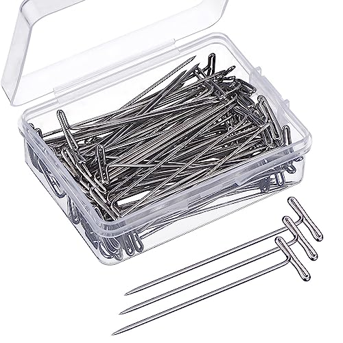 100Pcs Edelstahl-Perückenstifte für gerade Perücken, T-förmige Schmuckstifte, Metallnähstifte für Perückenköpfe mit Kunststoffbox, starke Stahlnähstifte für Handwerk, Stricken und Blocken. 100Pcs Edelstahl-Perückenstifte für gerade Perücken, T-förmige Schmuckstifte, Metallnähstifte für Perückenköpfe mit Kunststoffbox, starke Stahlnähstifte für Handwerk, Stricken und Blocken. von Qianxihu