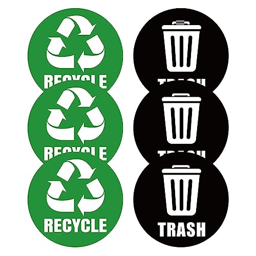 6Pcs Aufkleber für Mülleimeretiketten - glatte Oberfläche, Recyclingaufkleber, selbstklebend, wasserdicht, Aufkleber für Müllsortierung, Mülltonnenaufkleber für Küchen-/Gartenmülltonnen. von Qianxihu