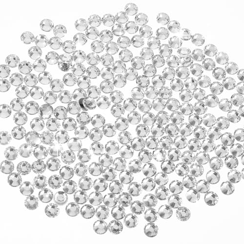 3000 Stück Strasssteine Transparent Runde Kristalle Flacher Rückseite Strasssteine Steinchen Glitzersteine Nagelkunst Edelsteine für Kleidung Schuhe Taschen DIY-Dekoration Handwerk(Weiß) von Qianyu