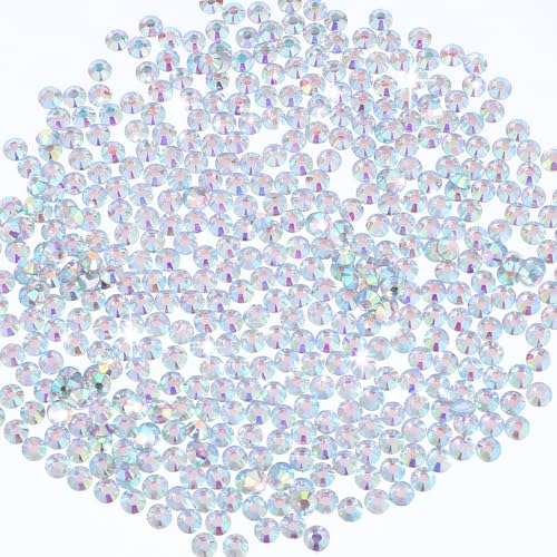 3000 Stück Transparent Runde Kristalle Strasssteine Flacher Rückseite Strasssteine Steinchen Glitzersteine Nagelkunst Edelsteine für Kleidung Schuhe Taschen DIY-Dekoration Handwerk(bunt) von Qianyu