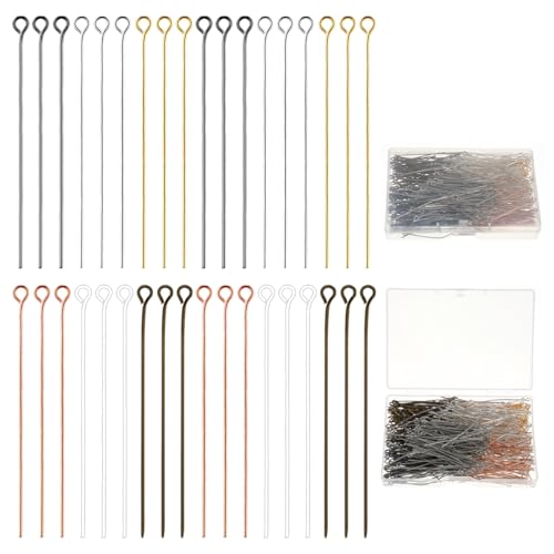 600 Stück Kopfstifte Schmuckherstellung Stecknadel Ohrringe Basteln Nietstifte Mit Öse Kopf Pins Flachkopfstifte Edelstahl Kugelstifte Gerade Stifte für DIY Craft Armbändern mit Vorratsbehälter von Qianyu