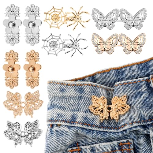 Qianyu 10 Sets Verstellbaren Taillenschnallen Nagelfreie Hosen Enger Machen Clip Metall-Schmetterlings Jean Knopfnadeln Nähfreiknopf Button Pins Abnehmbarer Knopf Hosen Clips für Hosen Jeans Qianyu 10 Sets Verstellbaren Taillenschnallen Nagelfreie Hosen Enger Machen Clip Metall-Schmetterlings Jean Knopfnadeln Nähfreiknopf Button Pins Abnehmbarer Knopf Hosen Clips für Hosen Jeans von Qianyu