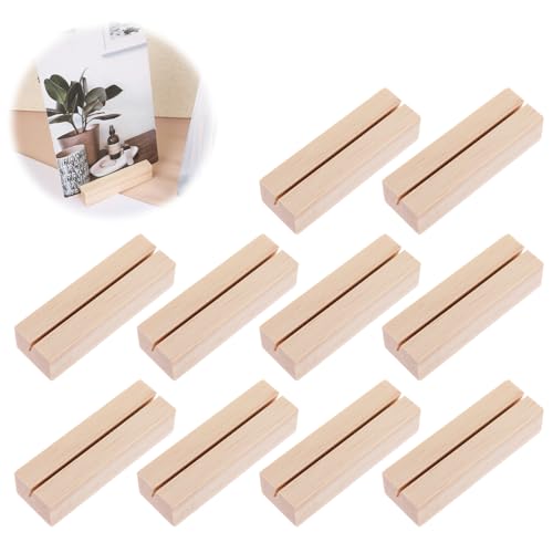 Qianyu 10 Stück Kartenhalter Holz Tischkartenhalter Menükartenhalter Holzfuß Postkartenhalter Fotohalter Stabil Holzständer für Hochzeiten Restaurants Bankette Partys von Qianyu