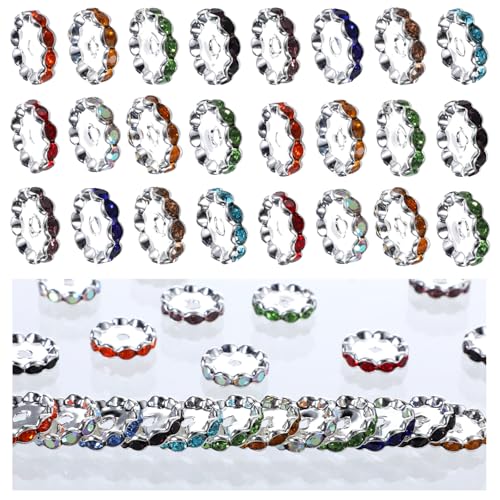 Qianyu 100 Stück Strassperlen, 12 mm, gewellte Abstandshalter, Glitzer, Diamant-Kristallperlen, Großloch-Perlen für Stifte, Schmuck, Armband, Halskette, Bastelbedarf, Basteln Qianyu 100 Stück Strassperlen, 12 mm, gewellte Abstandshalter, Glitzer, Diamant-Kristallperlen, Großloch-Perlen für Stifte, Schmuck, Armband, Halskette, Bastelbedarf, Basteln von Qianyu