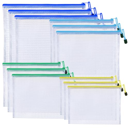 Qianyu 12 Stück Dokumententasche mit Reißverschluss 4 Größen Wasserdichte Datei Taschen Wiederverwendbar Mesh Plastic Zip Bag für Datei, Quittungen, Kosmetika Qianyu 12 Stück Dokumententasche mit Reißverschluss 4 Größen Wasserdichte Datei Taschen Wiederverwendbar Mesh Plastic Zip Bag für Datei, Quittungen, Kosmetika von Qianyu