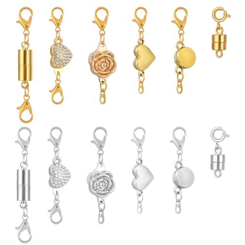 Qianyu 12 Stück Schmuckverschlüsse Doppel Karabinerverschluss Verschluss Kette Verriegelung Extender Doppelter Kettenverschluss für DIY Halsketten Armbänder Ketten Schmuckherstellung von Qianyu