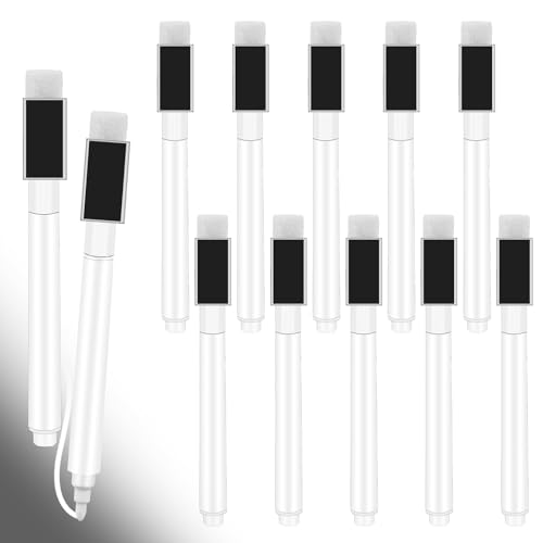 Qianyu 12 Stück Magnetisch Whiteboard Schwamm mit Stifte Whiteboard Stifte Trocken Abwischbare Marker Trockenlösch Marker mit Feiner Spitze Erase Marker mit Radiergummi für Zuhause Schule Büro von Qianyu