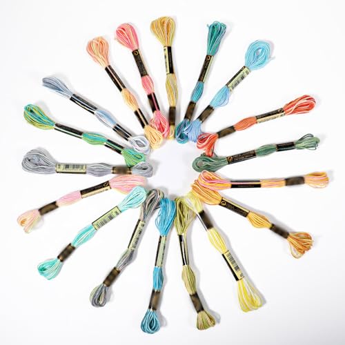 Qianyu 18 Knäuel Regenbogen-Farbverlauf, Kreuzstich-Stickerei, buntes Garn, Baumwolle, Freundschaftsarmband, Strang, Kreuzstich, Kunst, Handwerk, Armbandherstellung, Garn zum Nähen, Stricken Qianyu 18 Knäuel Regenbogen-Farbverlauf, Kreuzstich-Stickerei, buntes Garn, Baumwolle, Freundschaftsarmband, Strang, Kreuzstich, Kunst, Handwerk, Armbandherstellung, Garn zum Nähen, Stricken von Qianyu