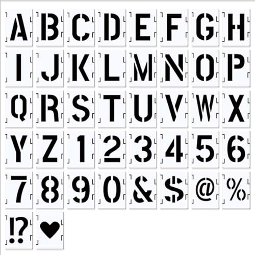 Qianyu 2 Zoll Brief Schablonen Symbol Zahlen Handwerk Schablonen 42 Pcs Alphabet Vorlagen Interlocking Schablone Kit für Malerei auf Holz DIY Kunst Tür Veranda Glas Wand Qianyu 2 Zoll Brief Schablonen Symbol Zahlen Handwerk Schablonen 42 Pcs Alphabet Vorlagen Interlocking Schablone Kit für Malerei auf Holz DIY Kunst Tür Veranda Glas Wand von Qianyu