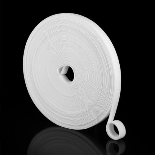 Qianyu 20 Meter Klettband 12mm Breit Klett Kabelbinder Wiederverschließbar Klettverschluss wiederverwendbar Klett Kabelbinder Frei Zuschneidbar für Garten Oficina Hogar Schnüre Schläuche Management von Qianyu