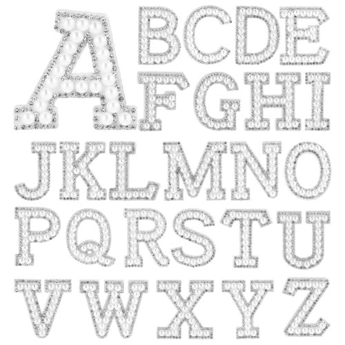 Qianyu 26 Stück Perlen Strass Buchstaben Flicken zum Aufbügeln Selbstklebend zum Aufbügeln Dekorative Reparaturflicken für Kleidung, Stoff, Rucksack, Hut, Bastelbedarf, Dekoration Qianyu 26 Stück Perlen Strass Buchstaben Flicken zum Aufbügeln Selbstklebend zum Aufbügeln Dekorative Reparaturflicken für Kleidung, Stoff, Rucksack, Hut, Bastelbedarf, Dekoration von Qianyu