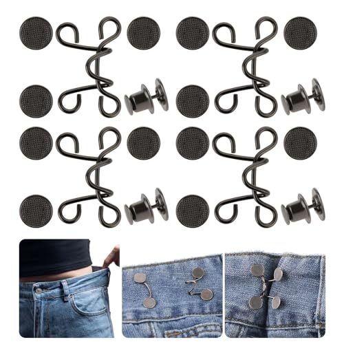 Qianyu 4 Paare Jeans Knöpfe Hosen Enger Machen Ohne Nähen Schwarz Verstellbaren Taillenschnallen Knopf Spanner Fastener Schnalle Clip für Hosen Jeans Damen Rock zu Groß Qianyu 4 Paare Jeans Knöpfe Hosen Enger Machen Ohne Nähen Schwarz Verstellbaren Taillenschnallen Knopf Spanner Fastener Schnalle Clip für Hosen Jeans Damen Rock zu Groß von Qianyu
