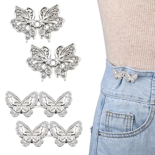 Qianyu 4 Paare Knöpfe Hosen Enger Machen Clip Jeans Taillenstraffer Abnehmbare Verstellbare Diamant Schmetterling Jeansknöpfe für Lose Jeans Hosen Röcke Taillenverstellknopf Qianyu 4 Paare Knöpfe Hosen Enger Machen Clip Jeans Taillenstraffer Abnehmbare Verstellbare Diamant Schmetterling Jeansknöpfe für Lose Jeans Hosen Röcke Taillenverstellknopf von Qianyu