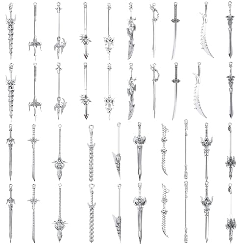 Qianyu 40 Stück Metall antike Schwerter-Lesezeichen Mini Vintage Messer Charms Anhänger Bookmark Schlüsselanhänger Schwert Lesezeichen Schwerter Bastelbedarf für Buchliebhaber DIY-Halskette Armband von Qianyu