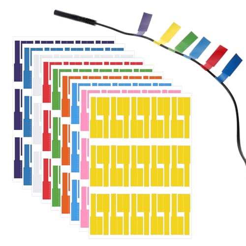 Qianyu 810 Stück Kabelbeschriftung Selbstklebend 9 Farben Selbstklebende Kabeletiketten Wasserdichte Kabel Beschriften Kabelaufkleber Labels Haltbar Kabel Aufkleber zum Beschriften für Kabel von Qianyu